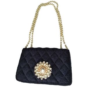 Navy Bag with Pearls